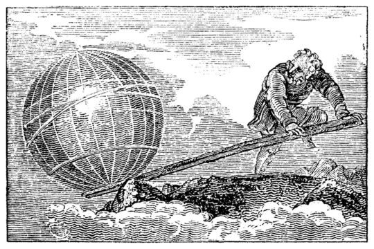 Archimedes, Leverage in: Mechanics Magazine, Cover of Volume II, Knight and Lacey, London (1824)